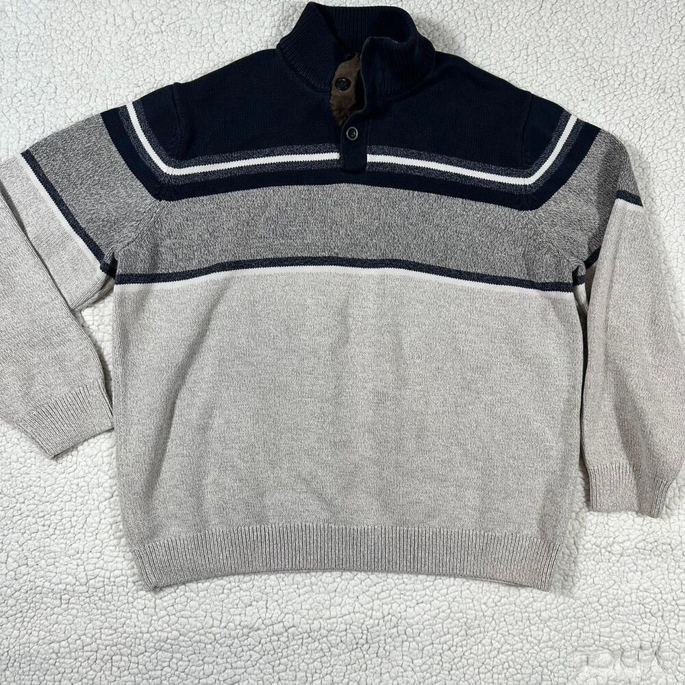 Chaps Men's Grey and Blue Jumper